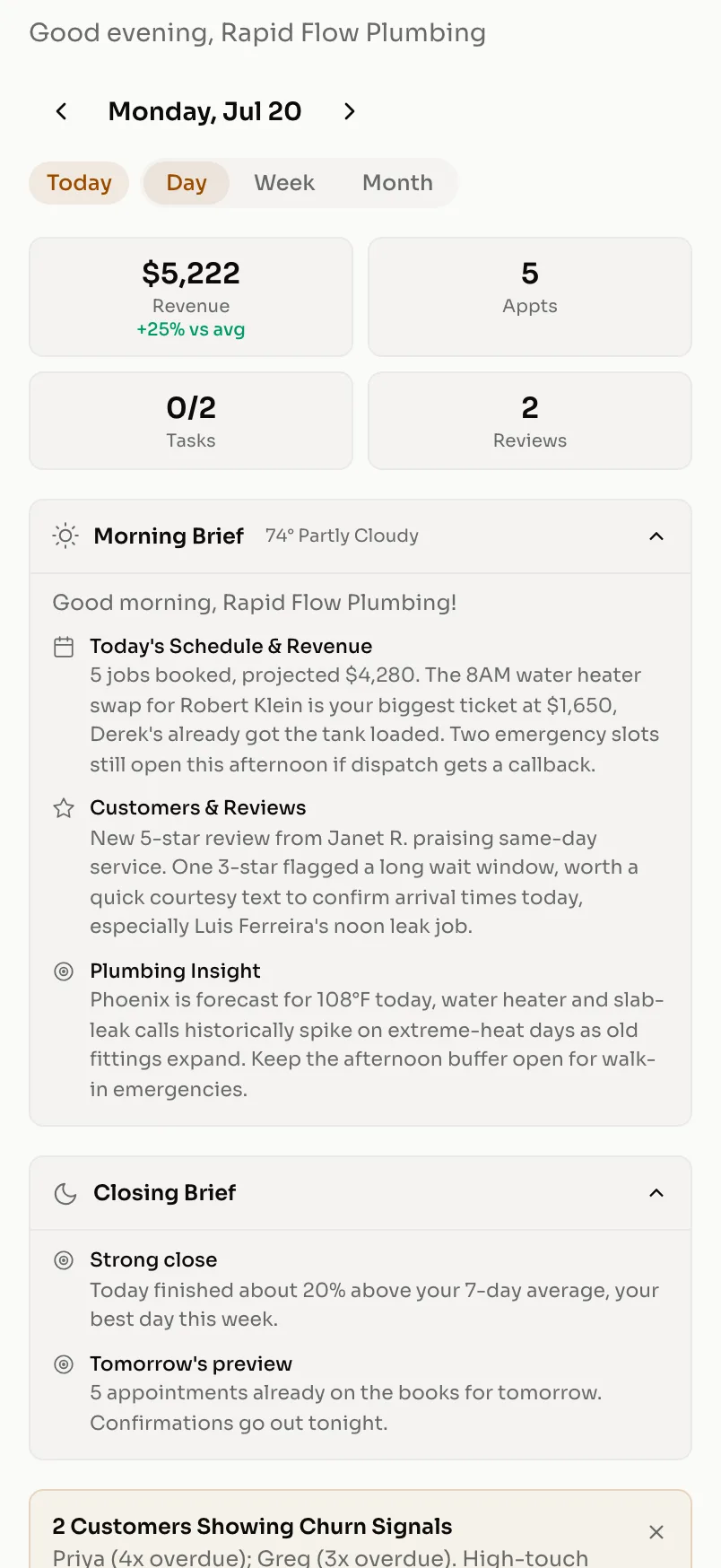 Plumbing morning briefing in Manyger